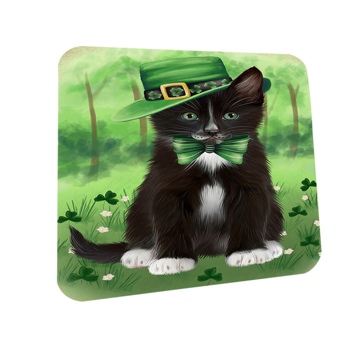 St. Patricks Day Irish Portrait Tuxedo Cat Coasters Set of 4 CST57012