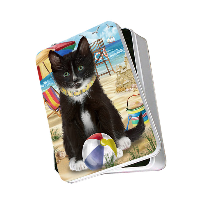 Pet Friendly Beach Tuxedo Cat Photo Storage Tin PITN51612