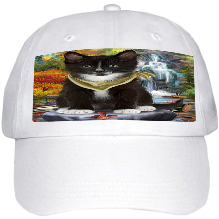 Scenic Waterfall Tuxedo Cat Ball Hat Cap HAT59661