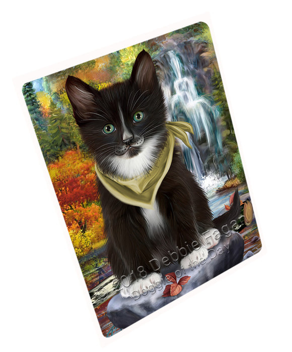 Scenic Waterfall Tuxedo Cat Large Refrigerator / Dishwasher Magnet RMAG72354