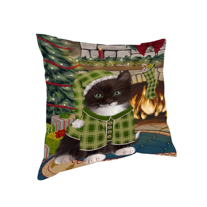 The Stocking was Hung Tuxedo Cat Pillow PIL71504