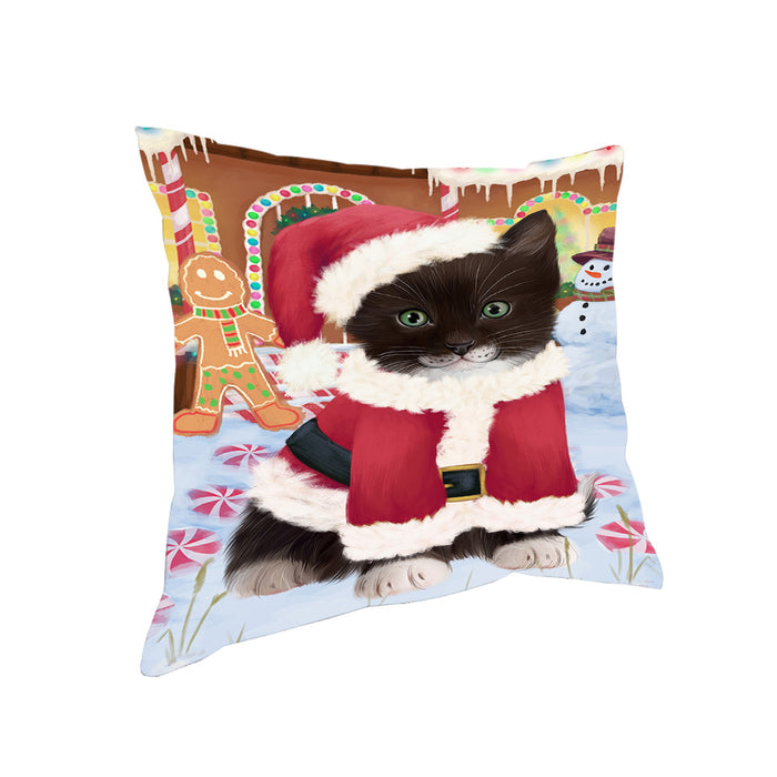 Christmas Gingerbread House Candyfest Tuxedo Cat Pillow PIL80620