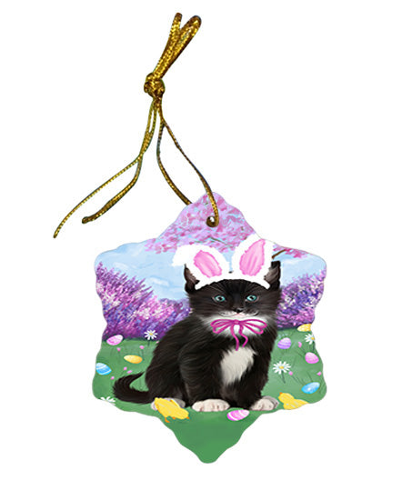 Easter Holiday Tuxedo Cat Star Porcelain Ornament SPOR57351