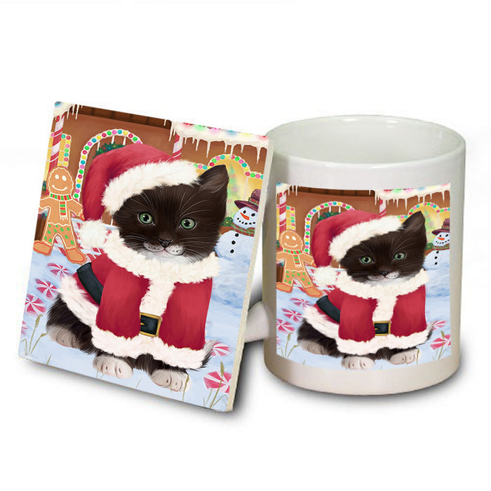 Christmas Gingerbread House Candyfest Tuxedo Cat Mug and Coaster Set MUC56574