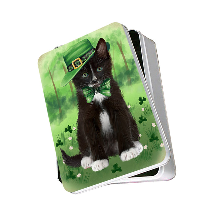 St. Patricks Day Irish Portrait Tuxedo Cat Photo Storage Tin PITN56997