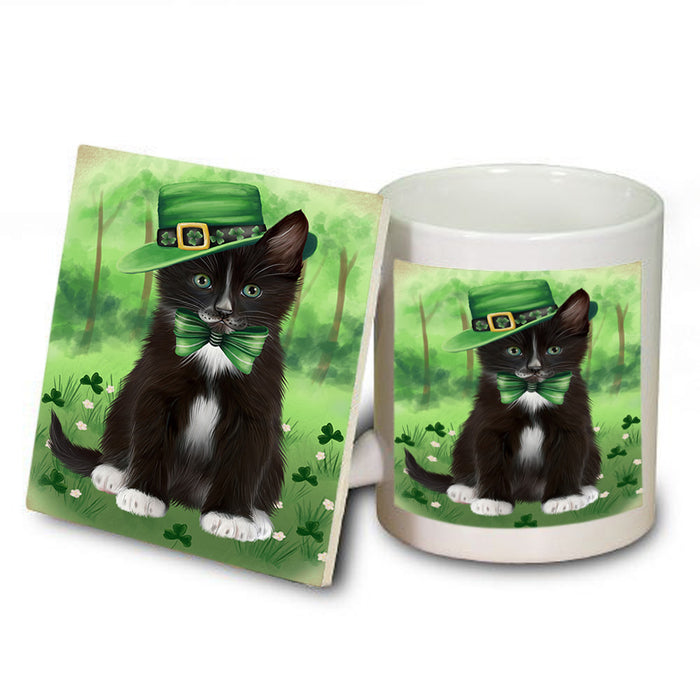 St. Patricks Day Irish Portrait Tuxedo Cat Mug and Coaster Set MUC57046