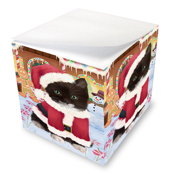 Christmas Gingerbread House Candyfest Tuxedo Cat Note Cube NOC54654