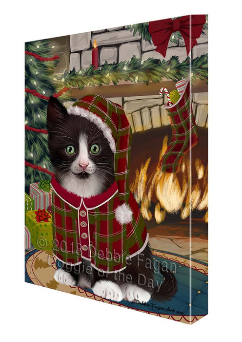 The Stocking was Hung Tuxedo Cat Canvas Print Wall Art Décor CVS120734