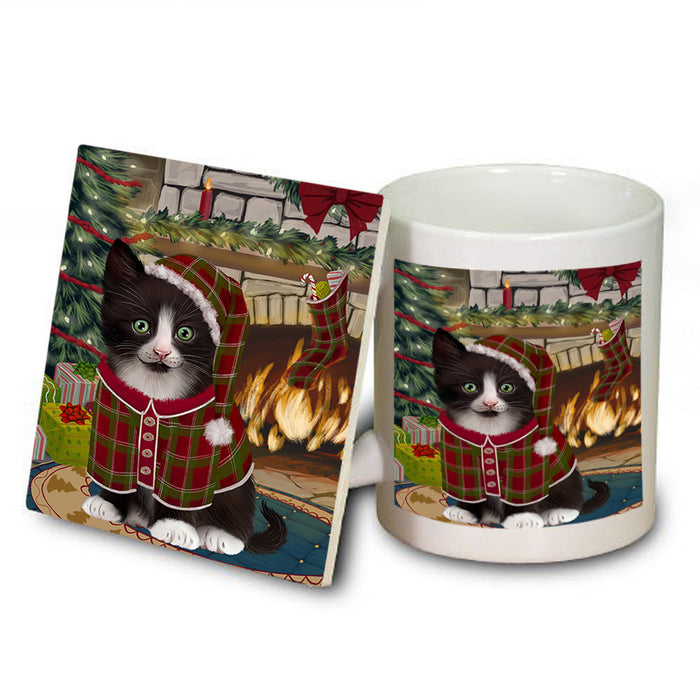 The Stocking was Hung Tuxedo Cat Mug and Coaster Set MUC55637