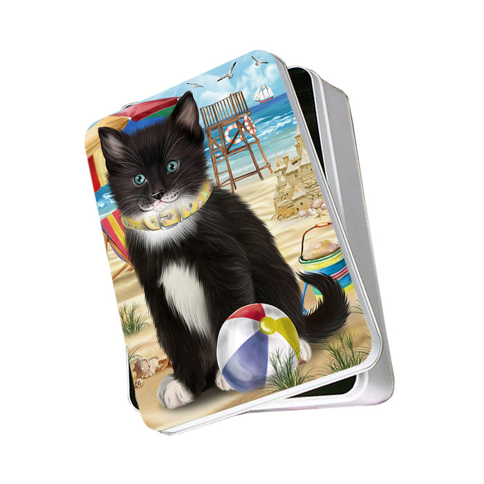 Pet Friendly Beach Tuxedo Cat Photo Storage Tin PITN51613