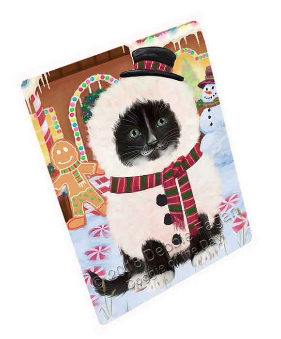Christmas Gingerbread House Candyfest Tuxedo Cat Magnet MAG74886 (Small 5.5" x 4.25")