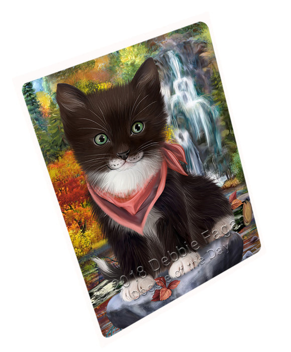 Scenic Waterfall Tuxedo Cat Large Refrigerator / Dishwasher Magnet RMAG72360