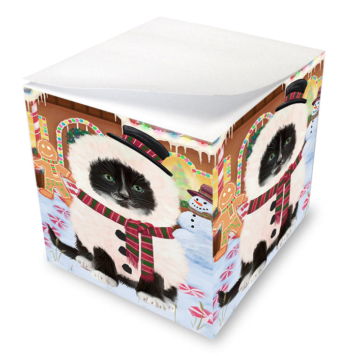 Christmas Gingerbread House Candyfest Tuxedo Cat Note Cube NOC54655
