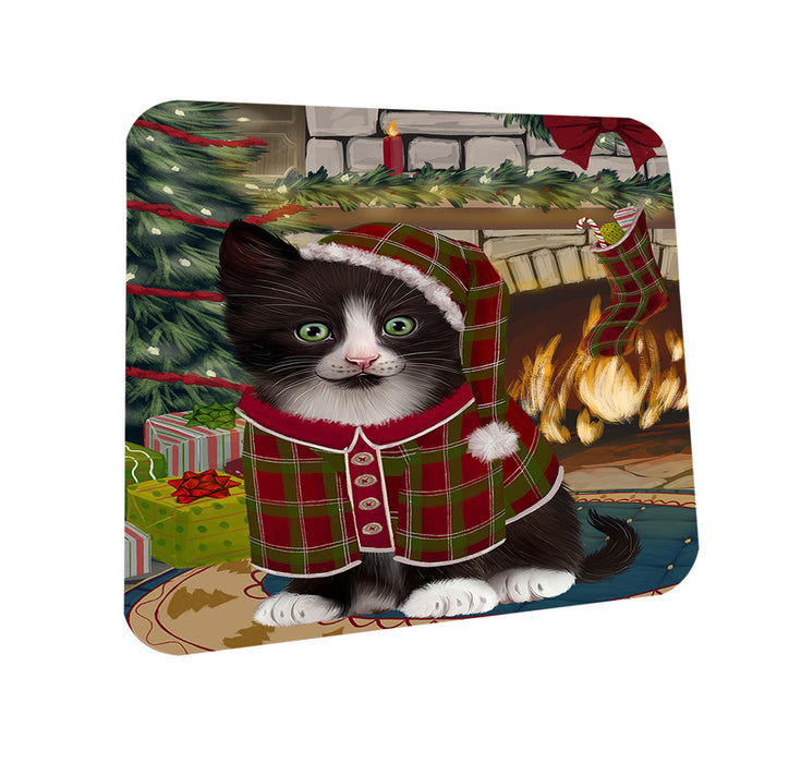 The Stocking was Hung Tuxedo Cat Coasters Set of 4 CST55603