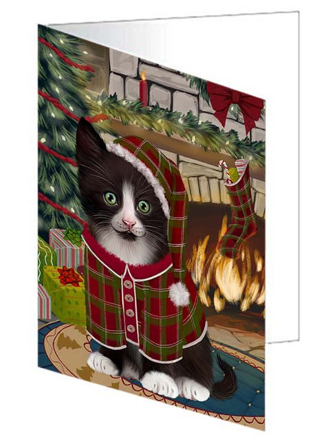 The Stocking was Hung Tuxedo Cat Handmade Artwork Assorted Pets Greeting Cards and Note Cards with Envelopes for All Occasions and Holiday Seasons GCD71450