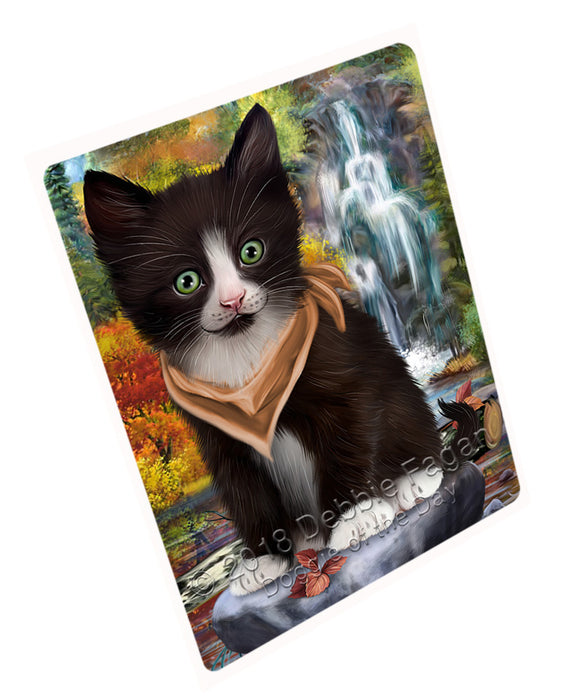 Scenic Waterfall Tuxedo Cat Large Refrigerator / Dishwasher Magnet RMAG72366