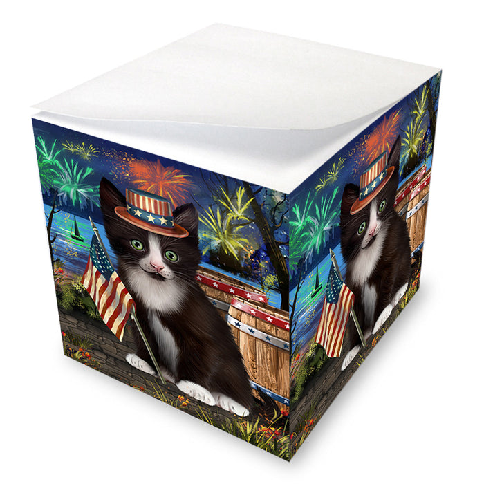 4th of July Independence Day Firework Tuxedo Cat Note Cube NOC55751