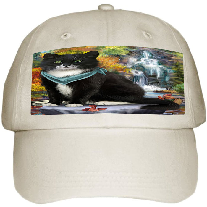 Scenic Waterfall Tuxedo Cat Ball Hat Cap HAT59670