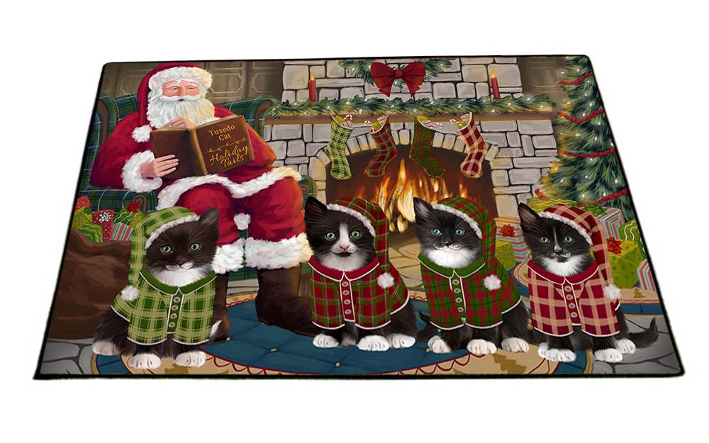 Christmas Cozy Holiday Tails Tuxedo Cats Floormat FLMS52779