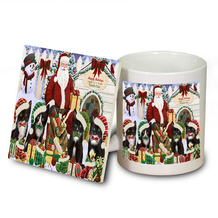 Christmas Dog House Tuxedo Cats Mug and Coaster Set MUC52603