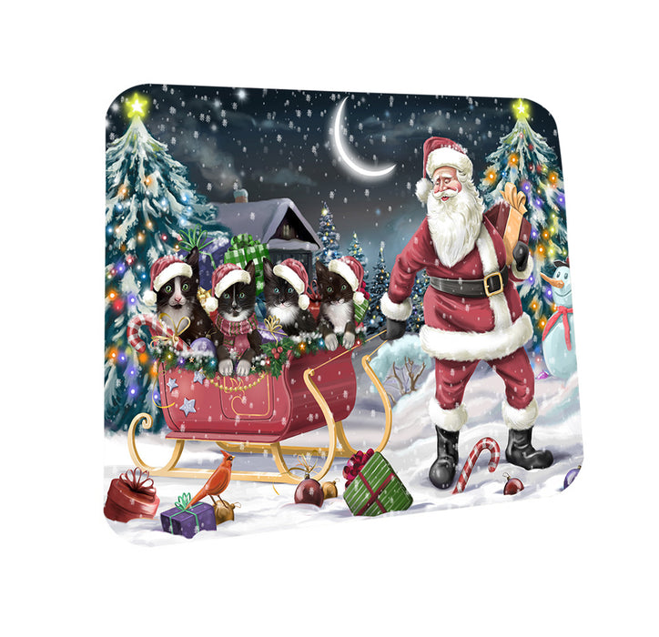 Santa Sled Dogs Christmas Happy Holidays Tuxedo Cats Coasters Set of 4 CST51685
