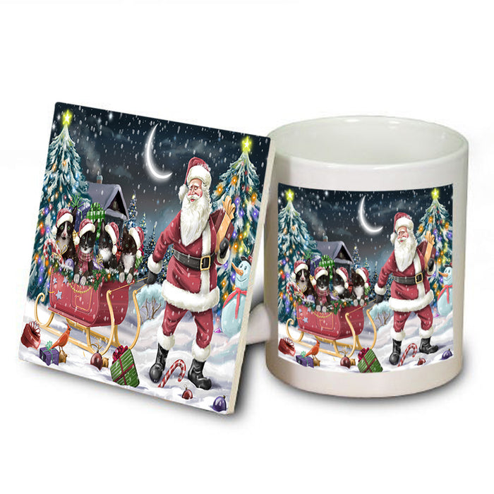 Santa Sled Dogs Christmas Happy Holidays Tuxedo Cats Mug and Coaster Set MUC51718