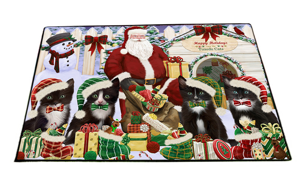 Christmas Dog House Tuxedo Cats Floormat FLMS51894
