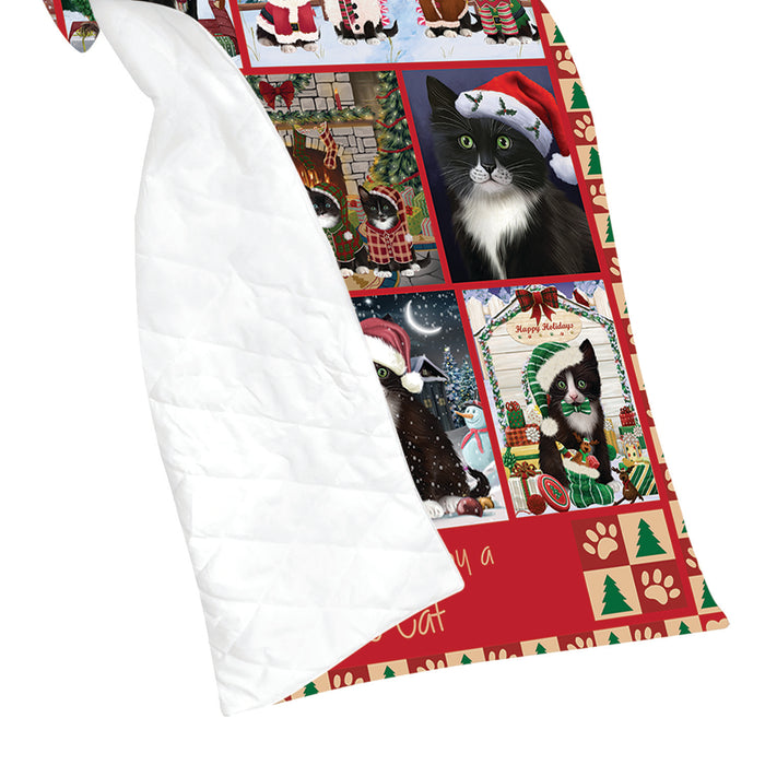Love is Being Owned Christmas Tuxedo Cats Quilt