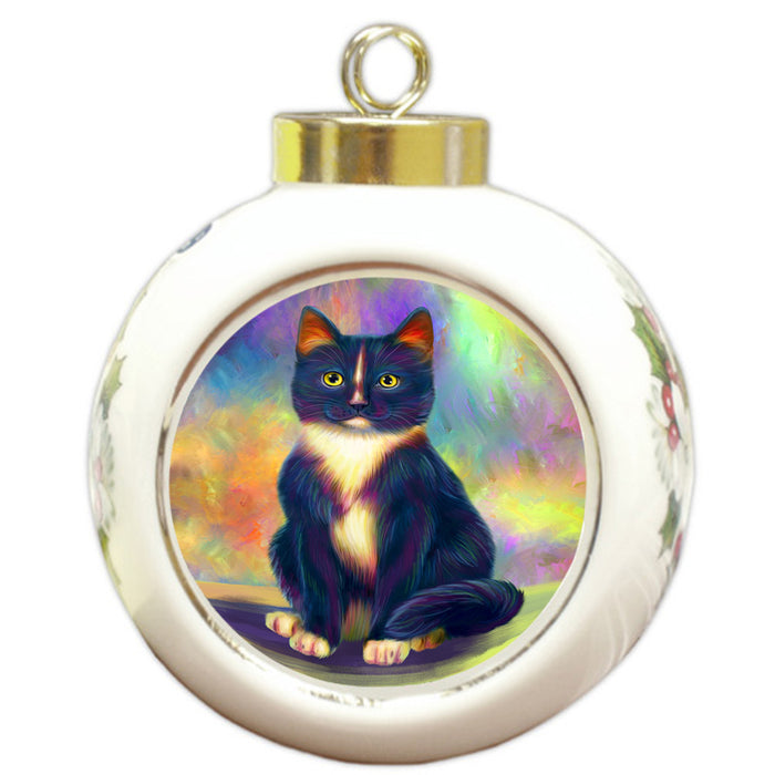 Paradise Wave Tuxedo Cat Round Ball Christmas Ornament RBPOR56441