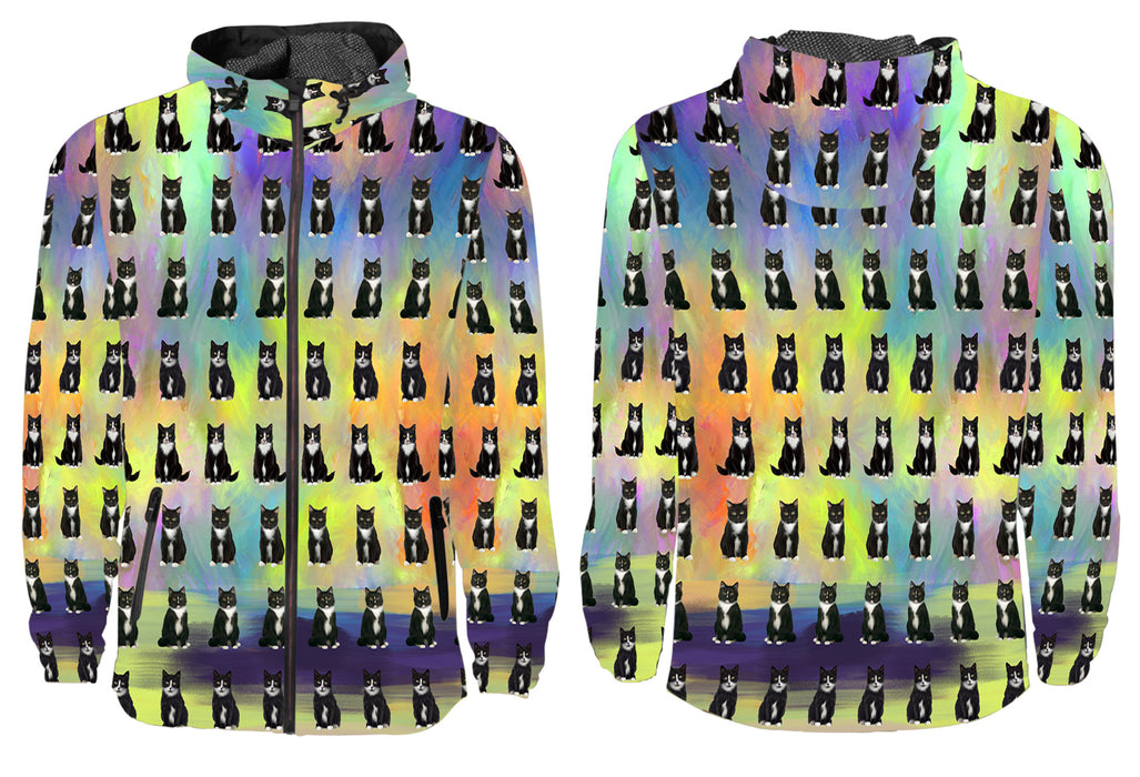 Paradise Wave Tuxedo Cats All Over Print Windbreaker for Men