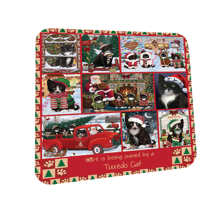 Love is Being Owned Christmas Tuxedo Cats Coasters Set of 4 CST57221