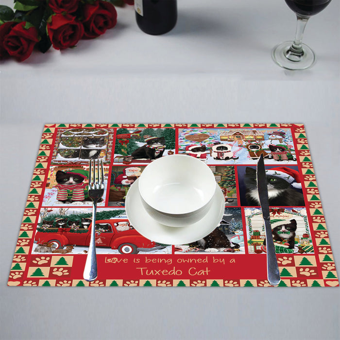 Love is Being Owned Christmas Tuxedo Cats Placemat