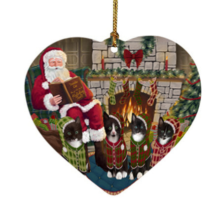 Christmas Cozy Holiday Tails Tuxedo Cats Heart Christmas Ornament HPOR55752