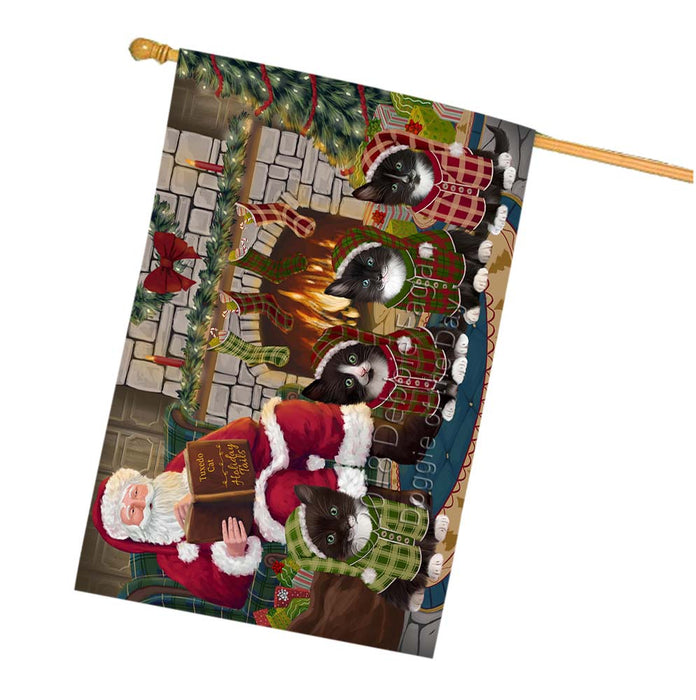Christmas Cozy Holiday Tails Tuxedo Cats House Flag FLG55825