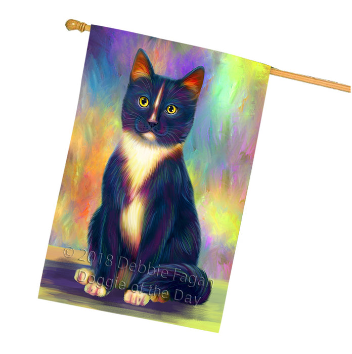 Paradise Wave Tuxedo Cat House Flag FLG56769