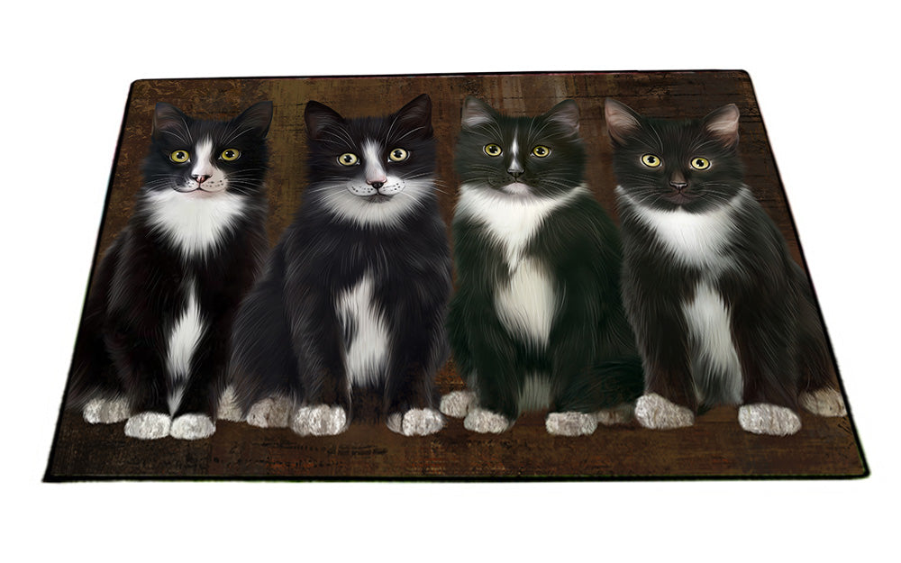 Rustic 4 Tuxedo Cats Floormat FLMS54652