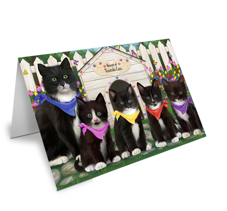 Spring Dog House Tuxedo Cats Handmade Artwork Assorted Pets Greeting Cards and Note Cards with Envelopes for All Occasions and Holiday Seasons GCD60674