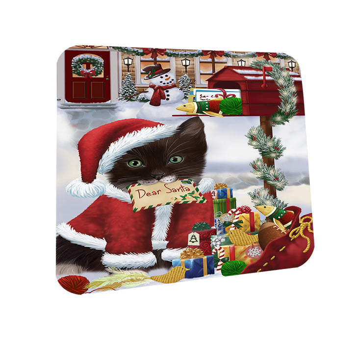 Tuxedo Cat Dear Santa Letter Christmas Holiday Mailbox Coasters Set of 4 CST53515
