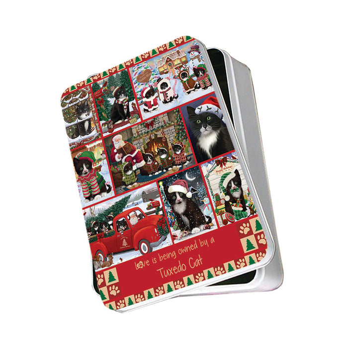 Love is Being Owned Christmas Tuxedo Cats Photo Storage Tin PITN57206