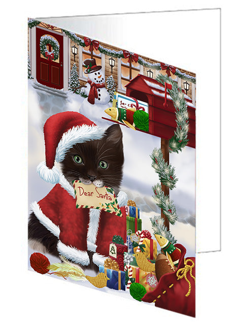 Tuxedo Cat Dear Santa Letter Christmas Holiday Mailbox Handmade Artwork Assorted Pets Greeting Cards and Note Cards with Envelopes for All Occasions and Holiday Seasons GCD64700