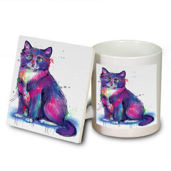 Watercolor Tuxedo Cat Mug and Coaster Set MUC57104
