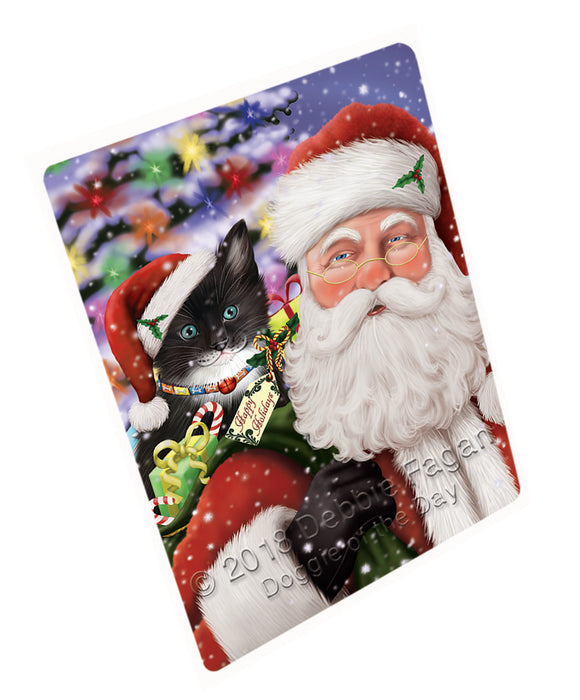 Santa Carrying Tuxedo Cat and Christmas Presents Large Refrigerator / Dishwasher Magnet RMAG83124