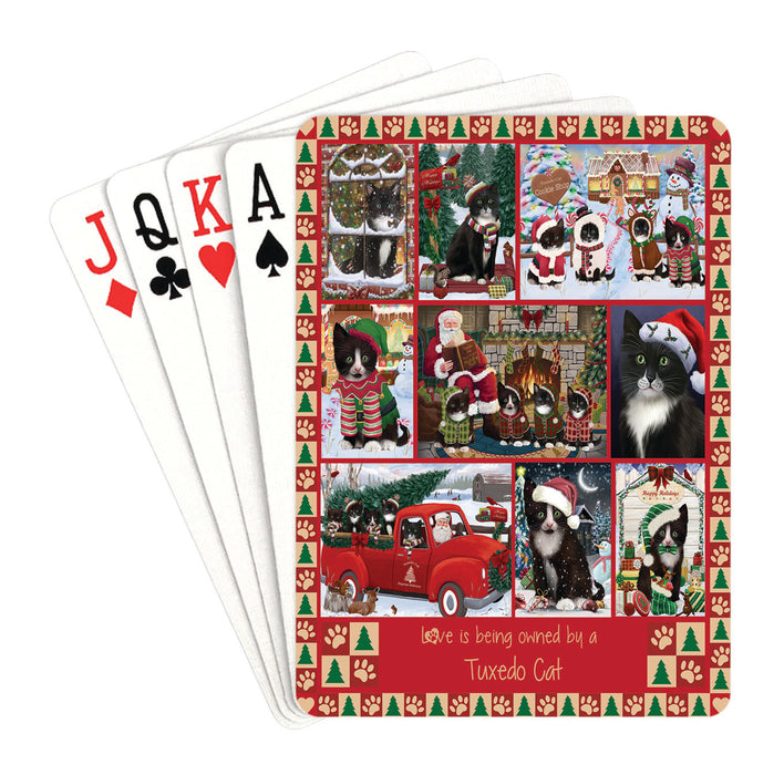 Love is Being Owned Christmas Tuxedo Cats Playing Card Decks
