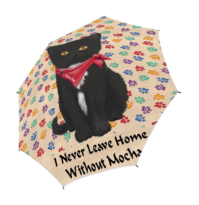 Custom Pet Name Personalized I never Leave Home Tuxedo Cat Semi-Automatic Foldable Umbrella