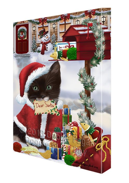 Tuxedo Cat Dear Santa Letter Christmas Holiday Mailbox Canvas Print Wall Art Décor CVS99863