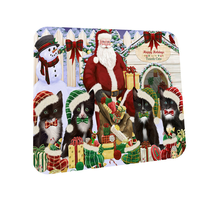 Christmas Dog House Tuxedo Cats Coasters Set of 4 CST52570