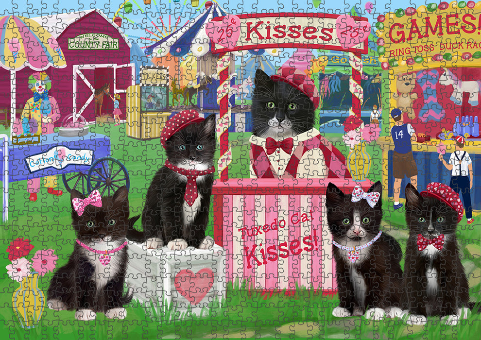 Carnival Kissing Booth Tuxedo Cats Puzzle with Photo Tin PUZL92388