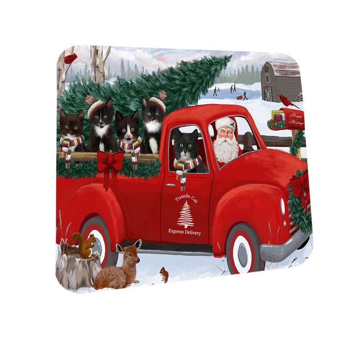Christmas Santa Express Delivery Tuxedo Cats Family Coasters Set of 4 CST55033