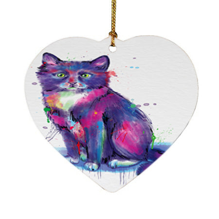 Watercolor Tuxedo Cat Heart Christmas Ornament HPOR57407