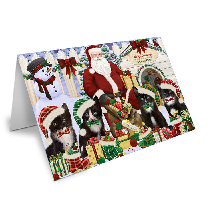 Christmas Dog House Tuxedo Cats Handmade Artwork Assorted Pets Greeting Cards and Note Cards with Envelopes for All Occasions and Holiday Seasons GCD61862